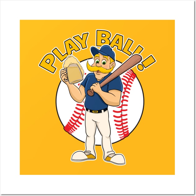 Play Ball! Brewers Baseball Mascot Bernie Wall Art by GAMAS Threads